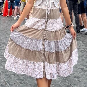 Cottagecore Floral Ruffle Maxi Skirt!